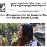 Letter of Condolence for the Passing of Ma Mya Thwate Thwate Khaing