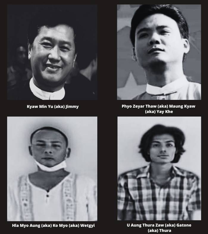 နွေဦးတော်လှန်ရေးနှင့် ဆက်စပ်၍ အကျဉ်းထောင်တွင်း၌ ထိန်းသိမ်းခံထားရသည့် သေဒဏ်ချမှတ်ခံထားရသူများစာရင်း